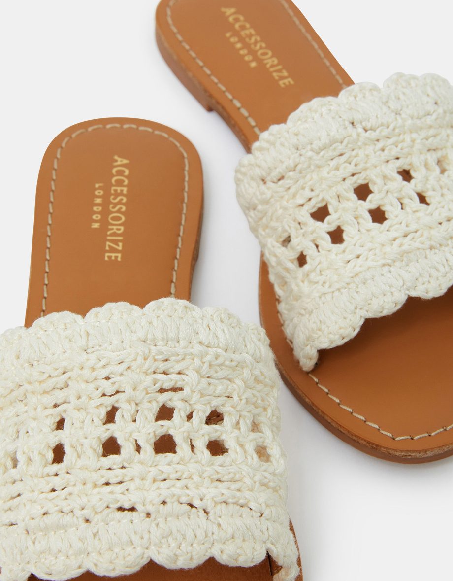 CROCHET SLIDERS CREAM CREAM