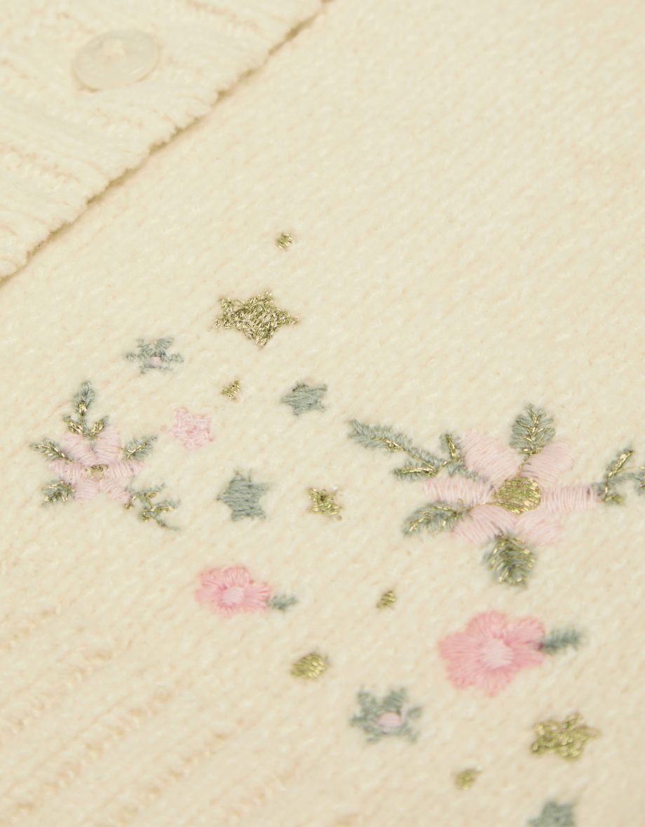 Baby Floral Collar Cardigan Cream
