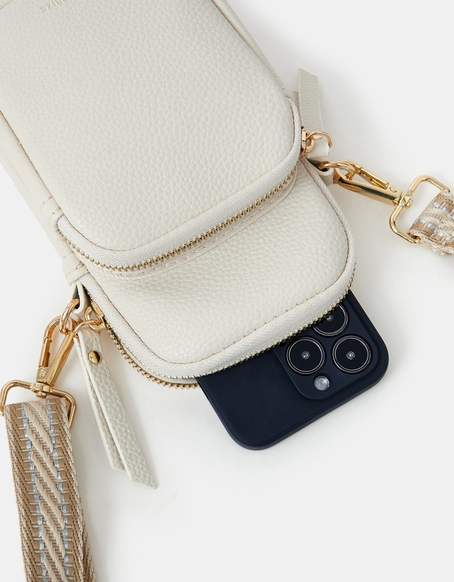 WEBBING STRAP PHONE BAG CREAM