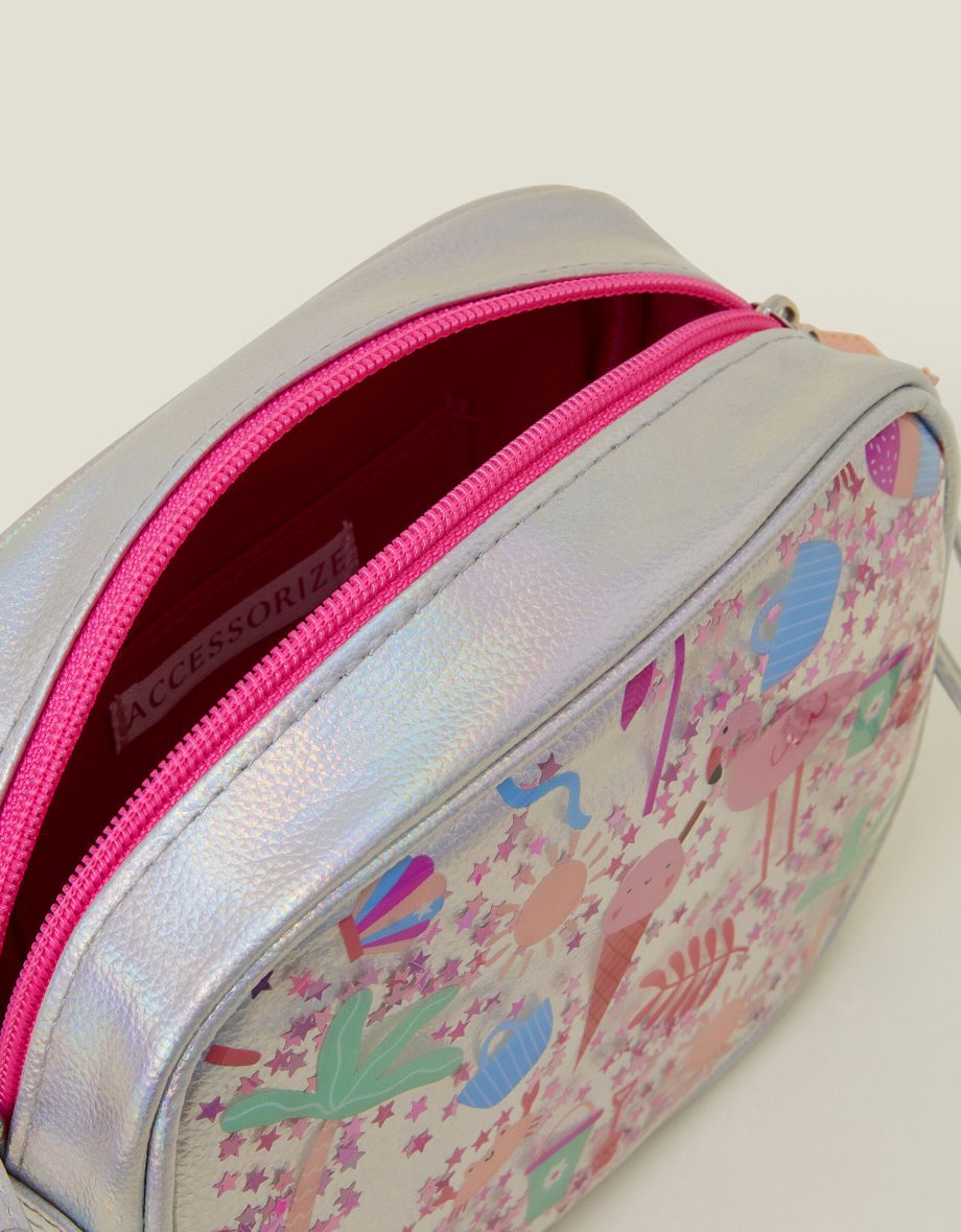GIRLS BEACH PRINT CONFETTI CROSS-BODY BAG