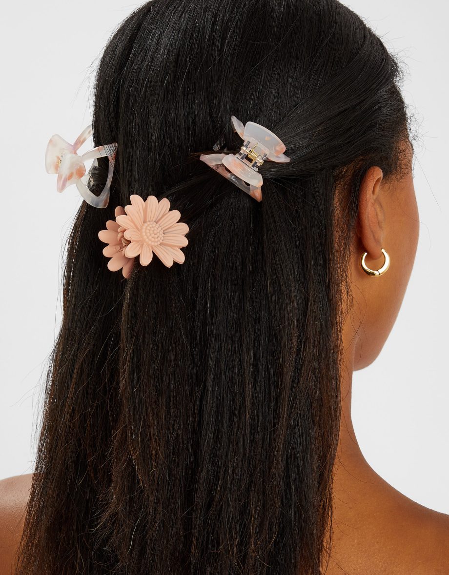 3-Pack Flower and Resin Claw Clips