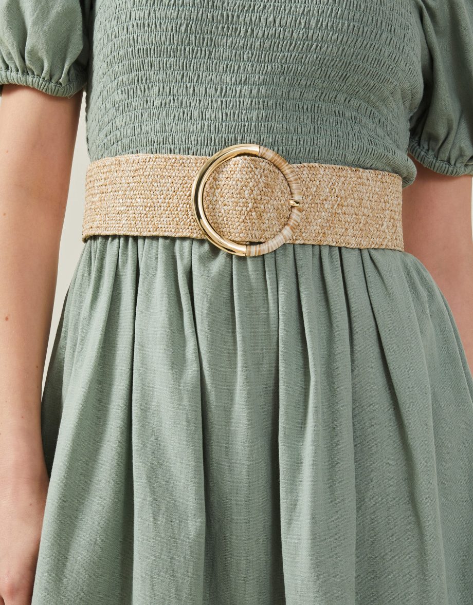 THICK RAFFIA BUCKLE BELT NATURAL