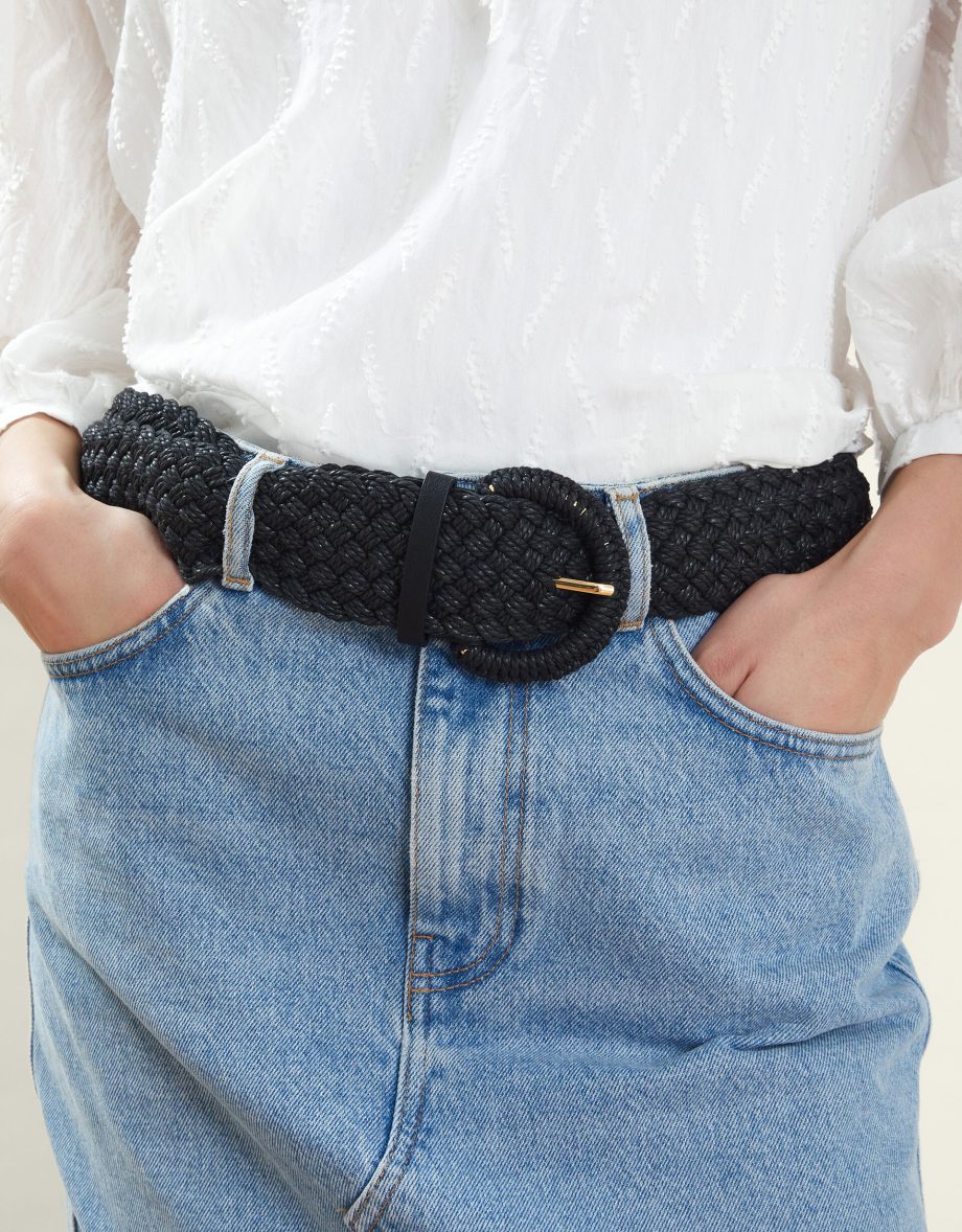 WOVEN BUCKLE BELT BLACK