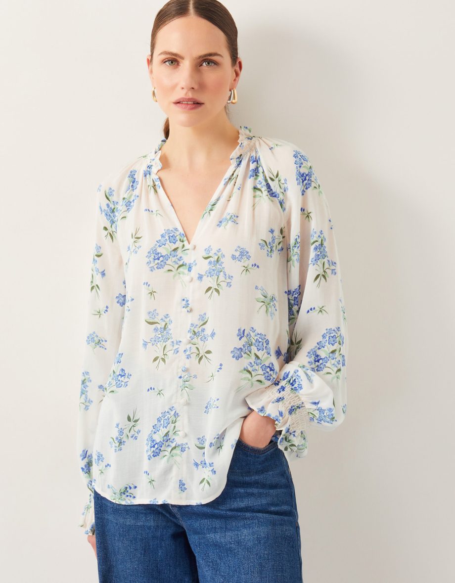 Sarah sheer floral blouse ivory