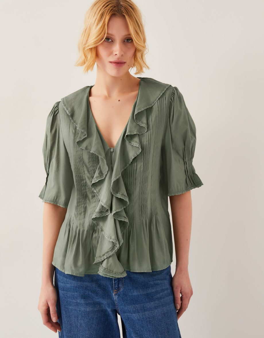 Celeste Ruffle Top Green