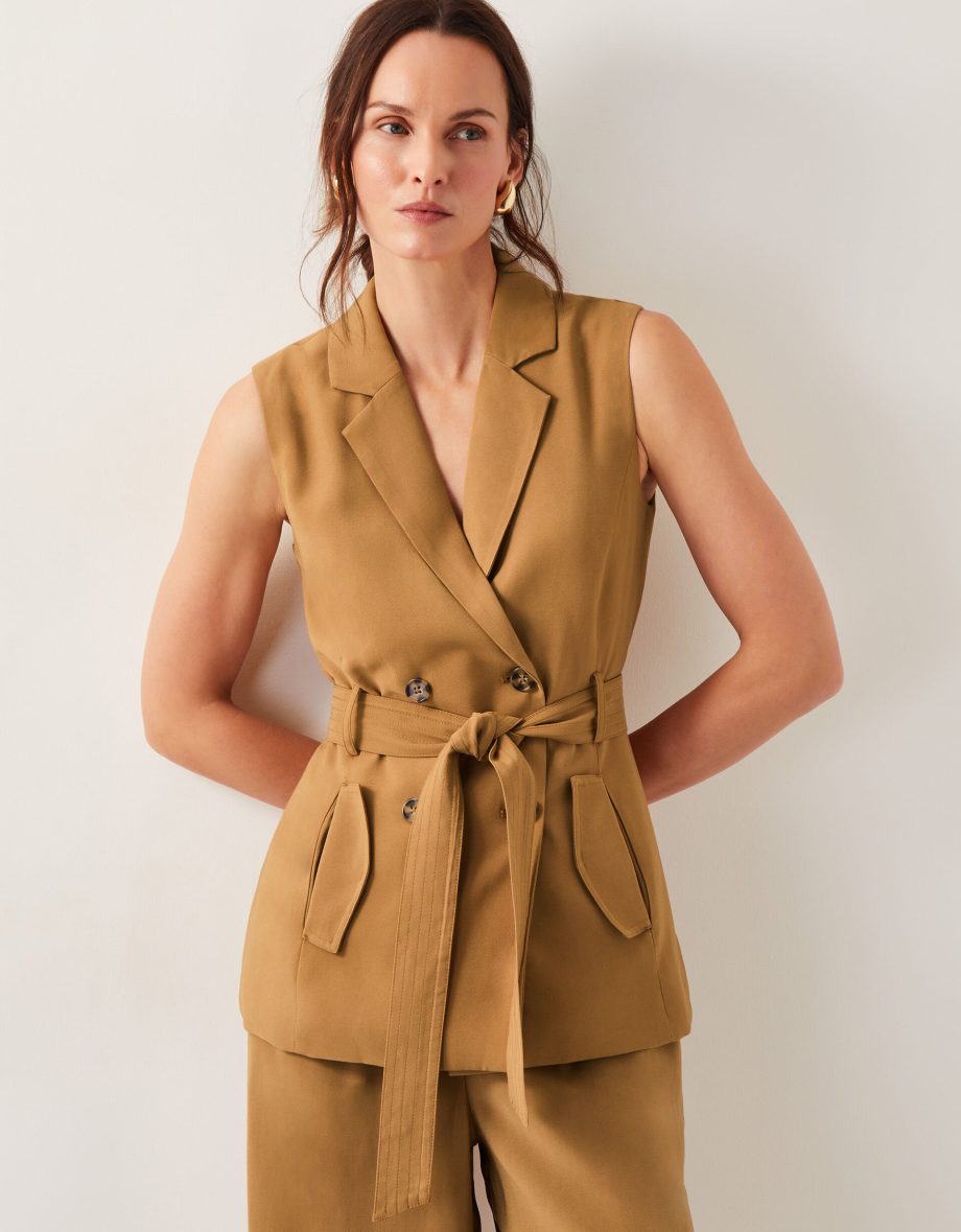 Nina double breasted waistcoat brown
