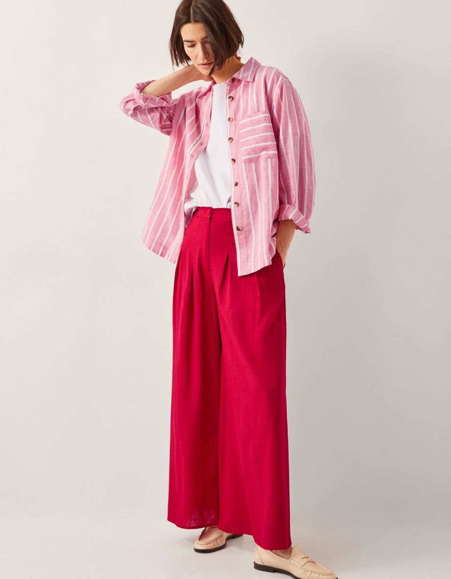 Diane wide leg linen blend trousers red