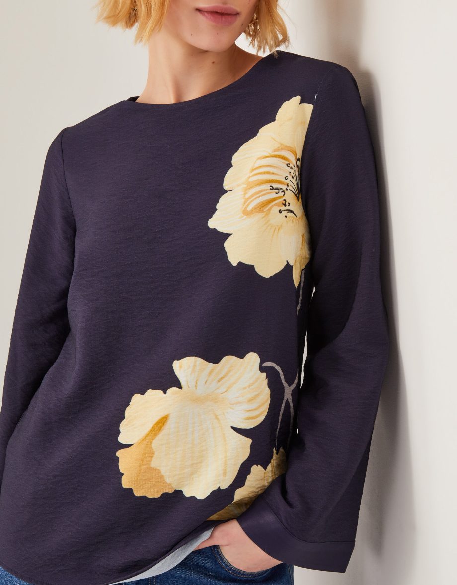 Fearne Long Sleeve Floral Top Blue