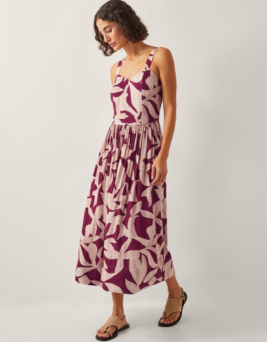 Annie print midi dress red