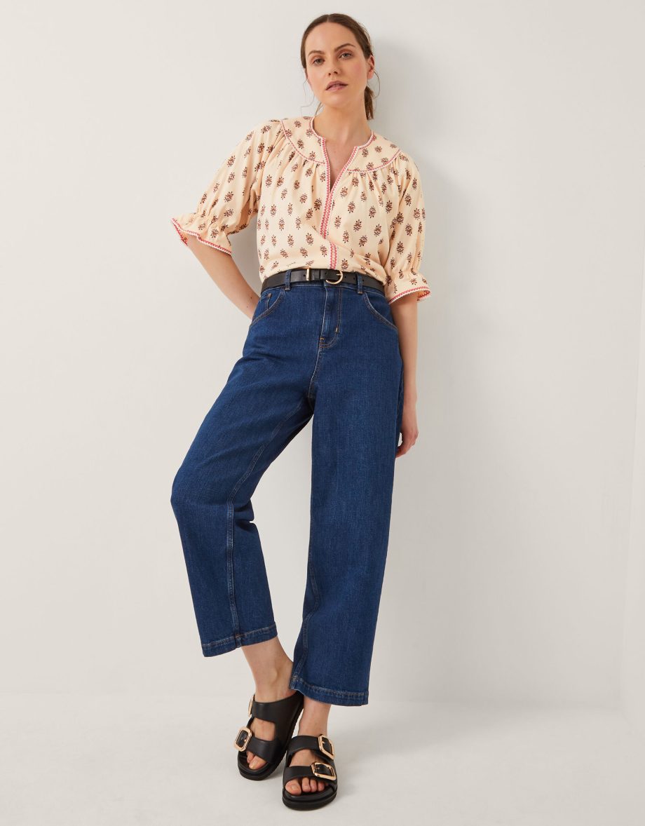 Laurie floral print jersey top ivory