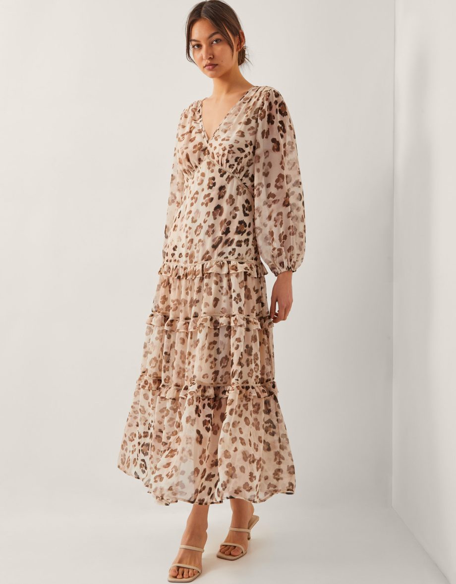 Leona leopard print maxi dress brown