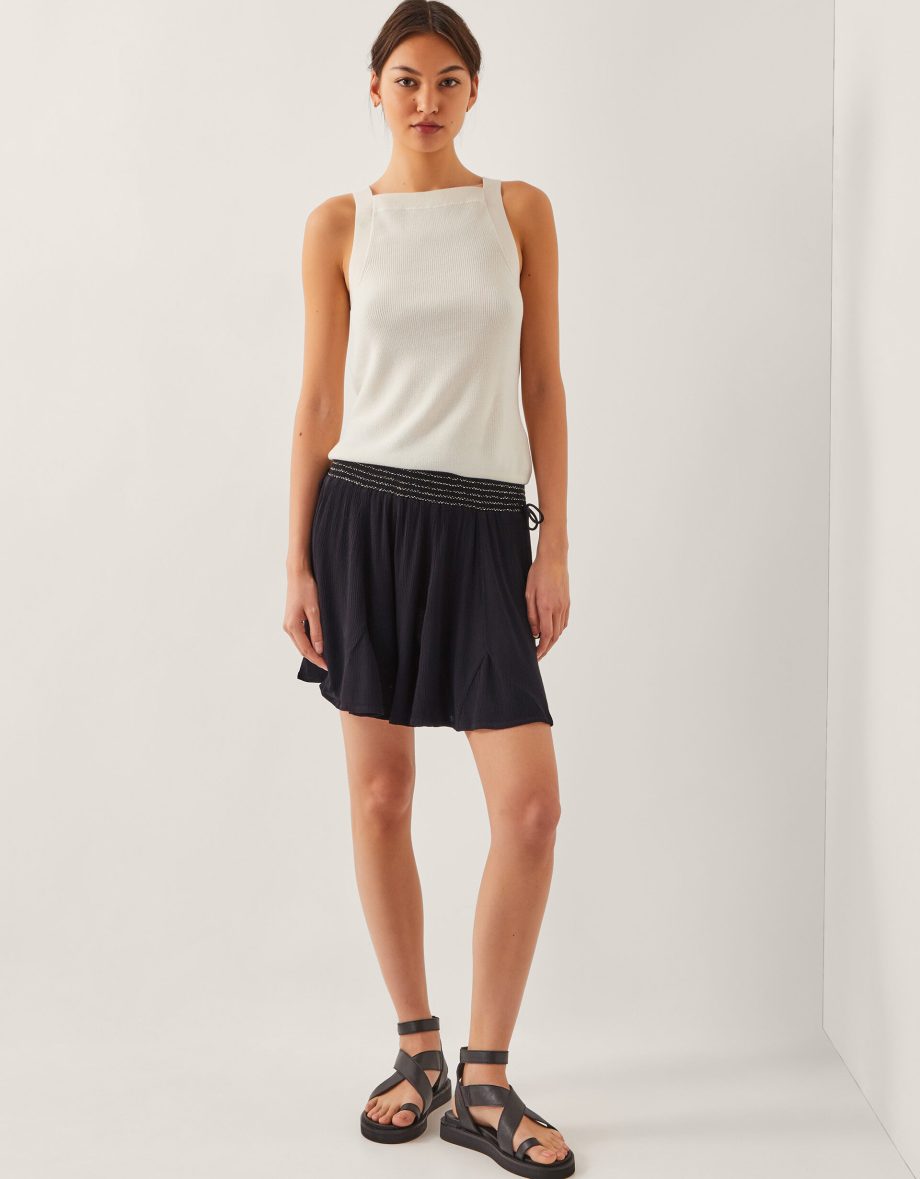 Heidi metallic shirred shorts black