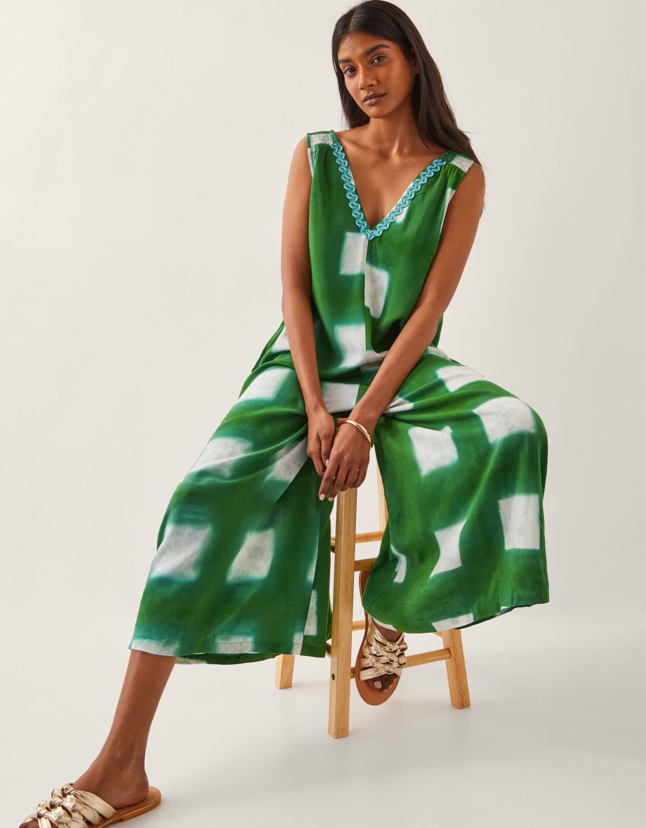 Halia check jumpsuit green