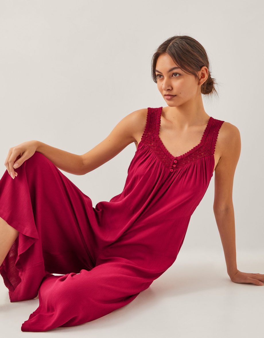 Rachel sleeveless culotte jumpsuit red