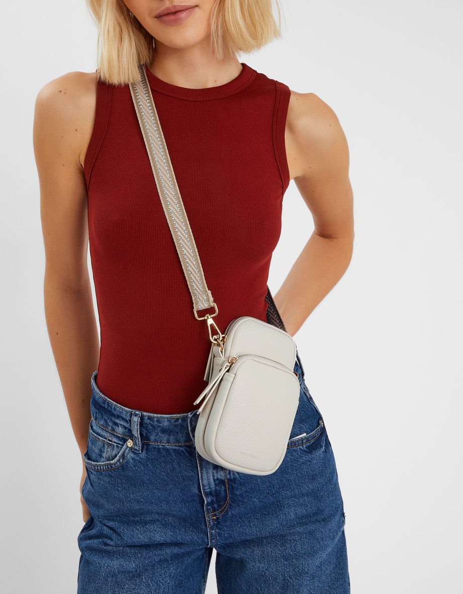 WEBBING STRAP PHONE BAG CREAM