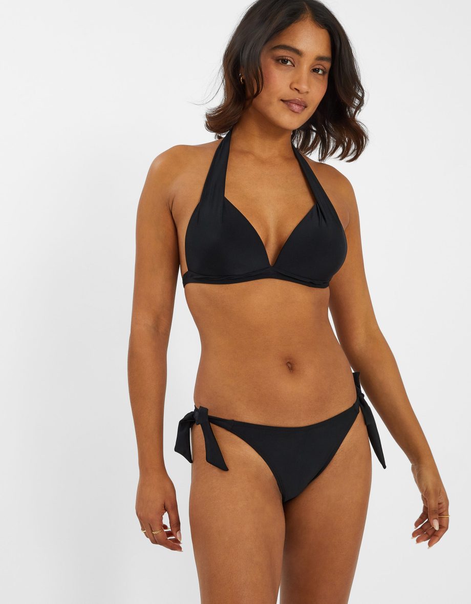 MOULDED CUP HALTER NECK BIKINI TOP BLACK