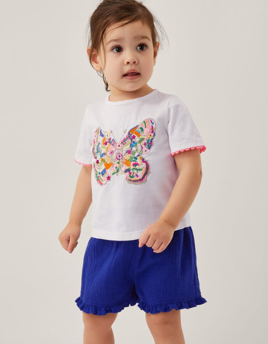 Baby jersey butterfly t-shirt & shorts set ivory