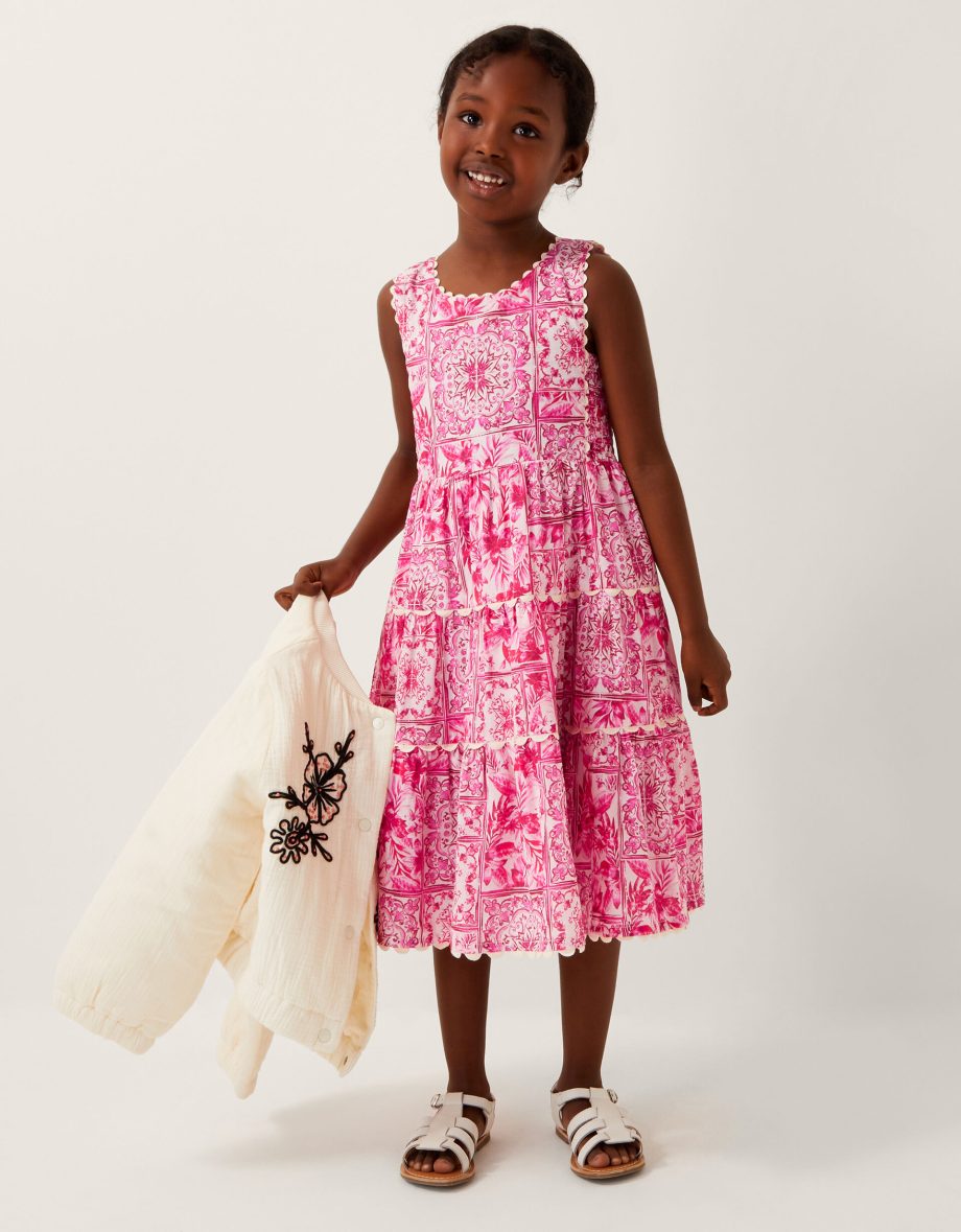 Tile print sleeveless dress pink