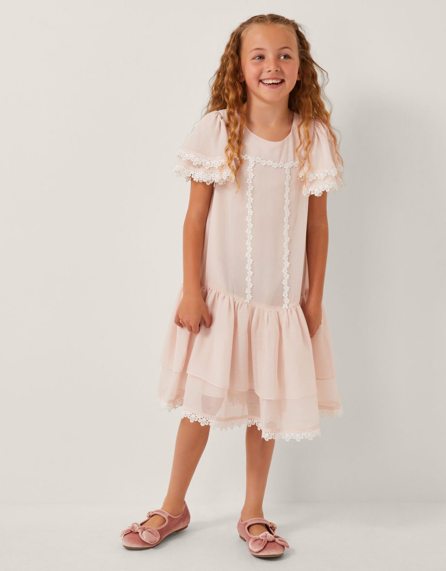 Antonia drop waist flower dress pink