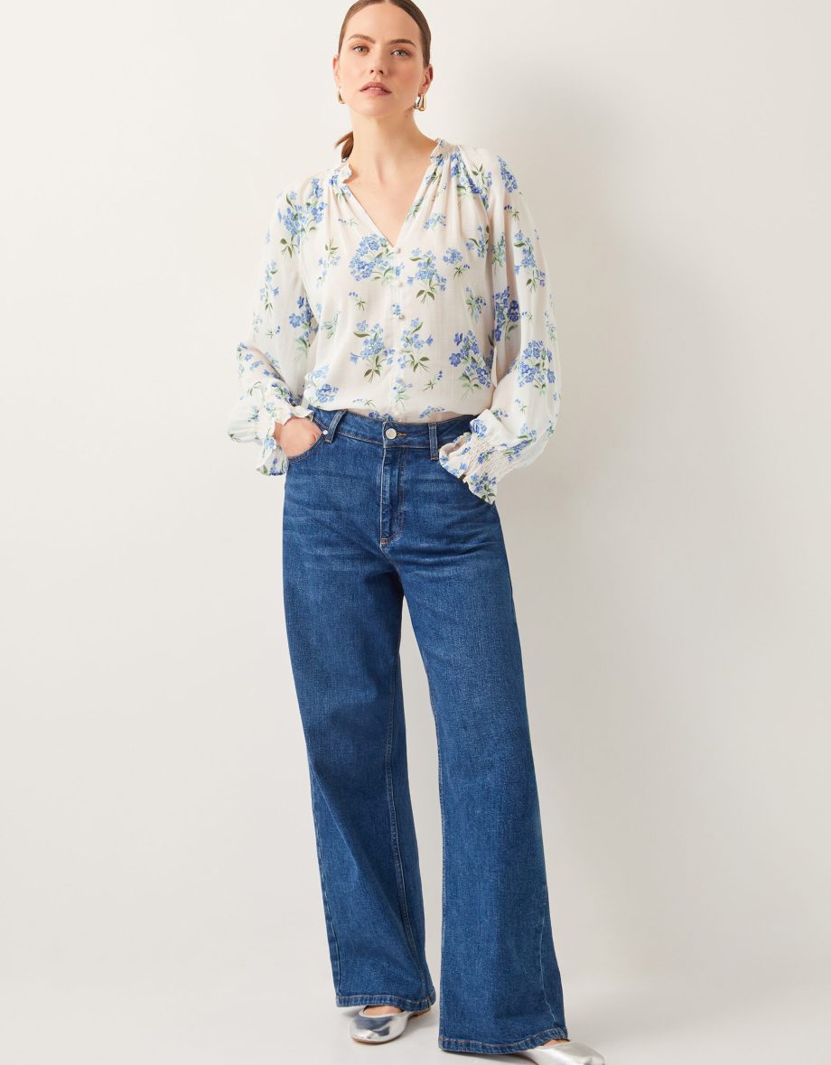 Sarah sheer floral blouse ivory