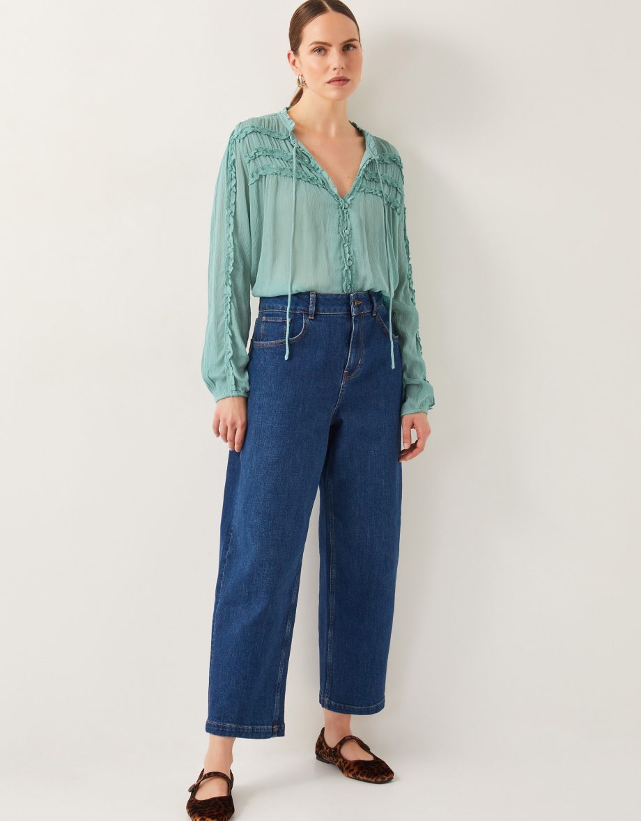 Juliet sheer texture ruffle blouse