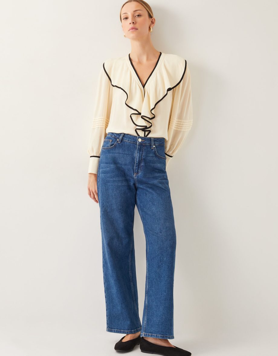 Lennox v-neck ruffle blouse ivory