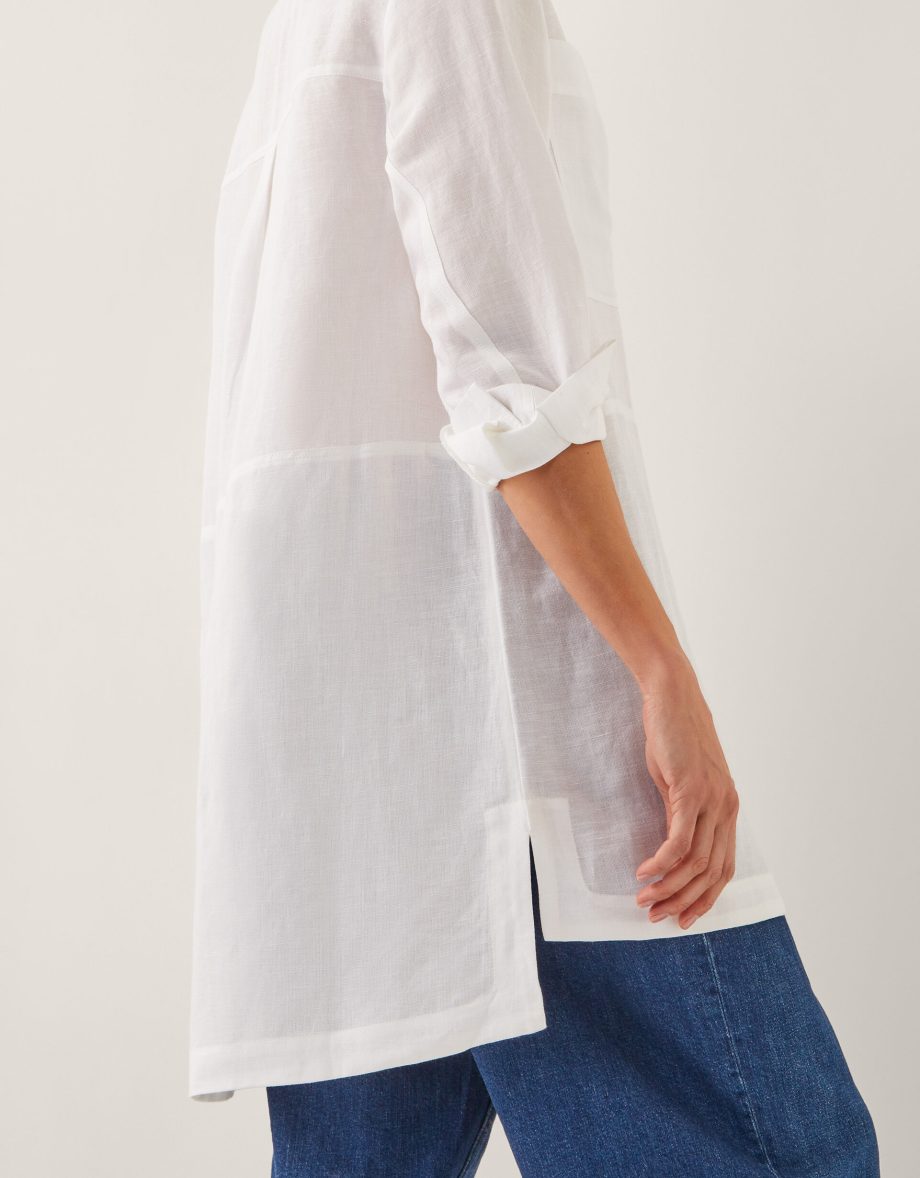 Tatiana linen blend tunic shirt white