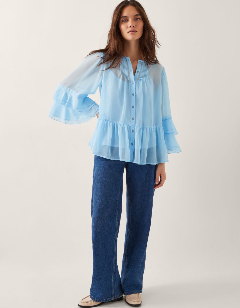 Anais frill swing blouse blue
