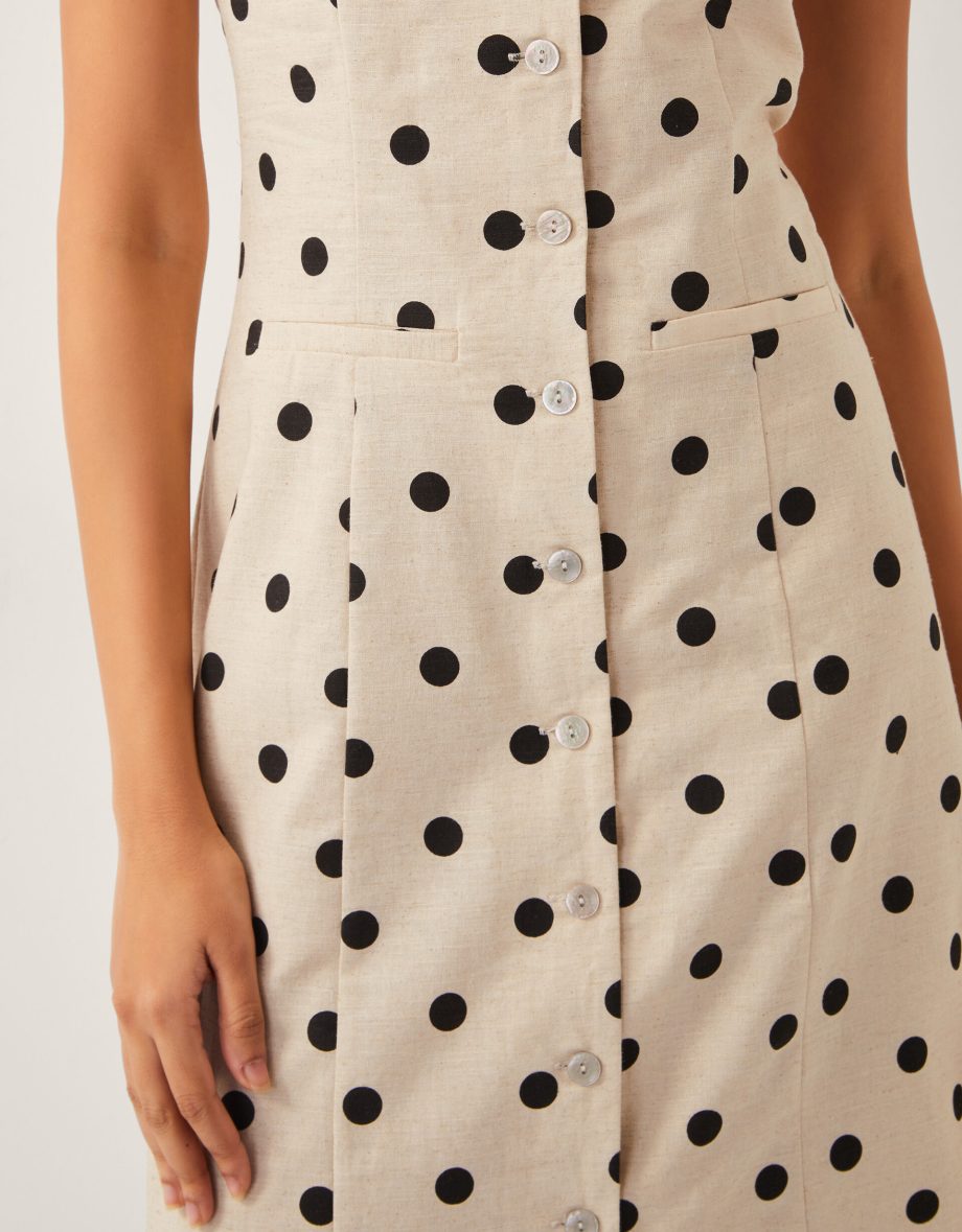 Isabel Polka Dot Midi Dress Ivory