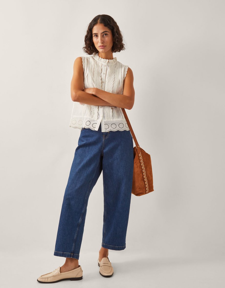 Trish sleeveless ruffle shirt ivory