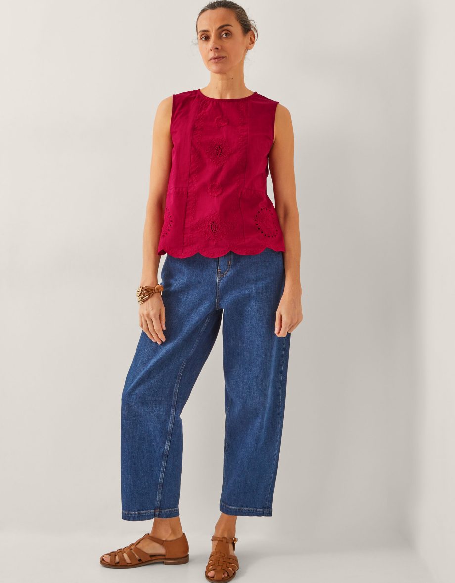 Orla Broderie Tank Top Red