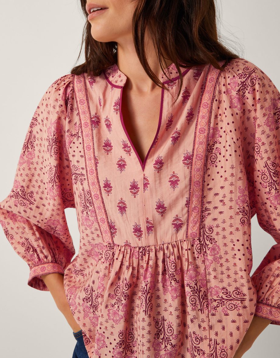 Sybil contrast print blouse orange
