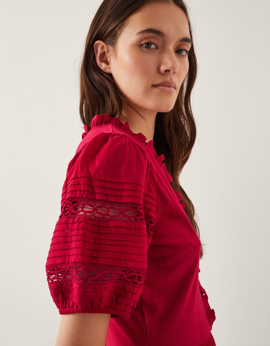 Wendy Tiered Midi Dress Red