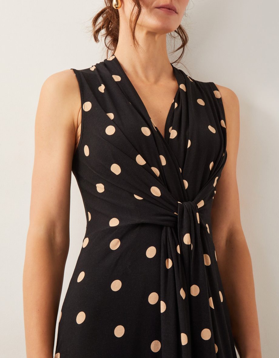 Sareesha polka dot midi dress black