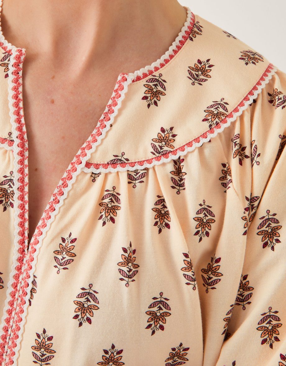 Laurie floral print jersey top ivory