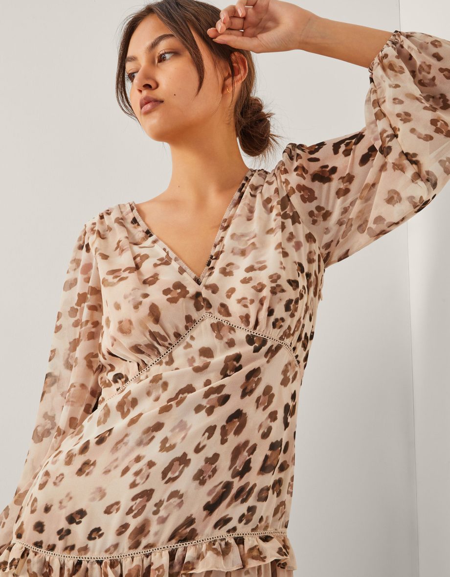 Leona leopard print maxi dress brown