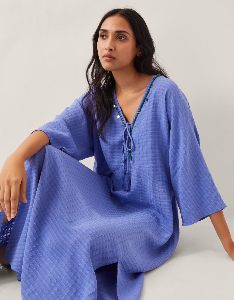Leslie embellished maxi kaftan blue