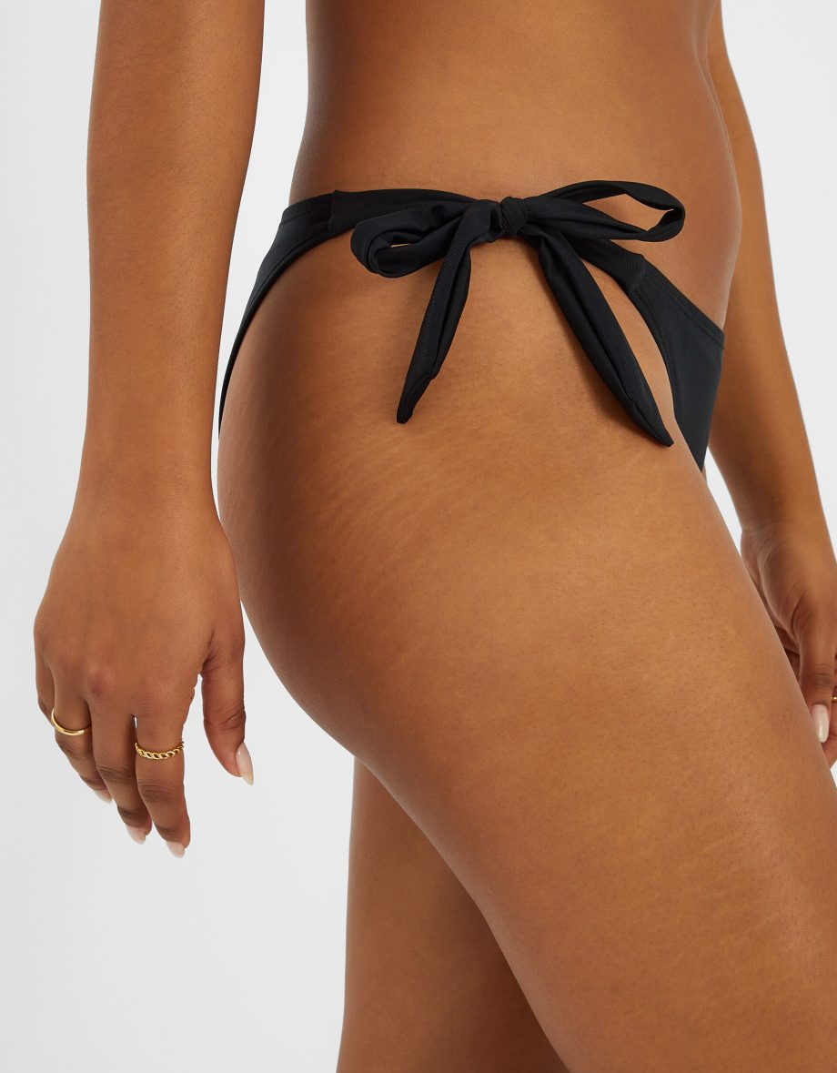 Bunny Side Tie Bikini Bottoms Black