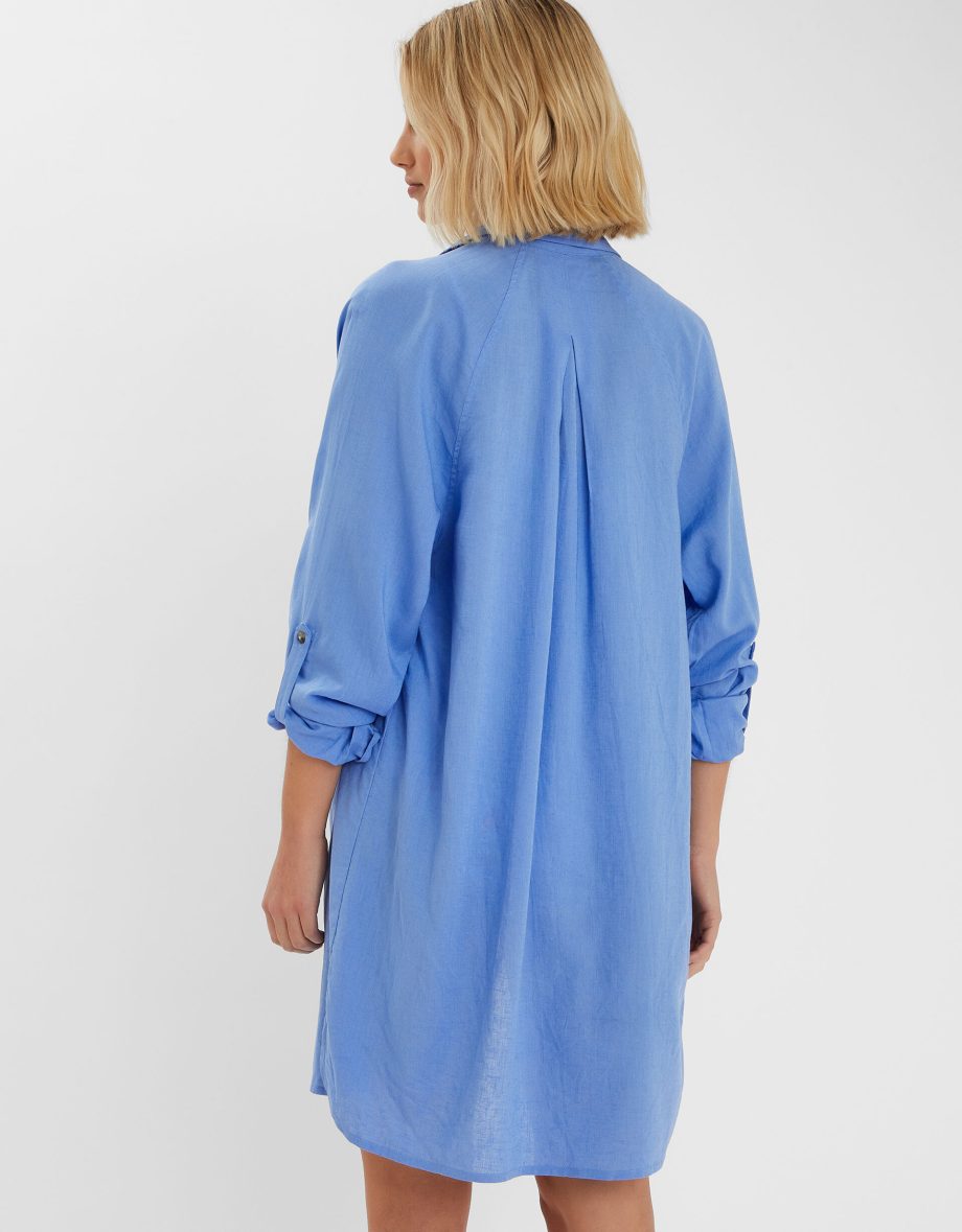 LONG SLEEVE BEACH COVER UP SHIRT BLUE
