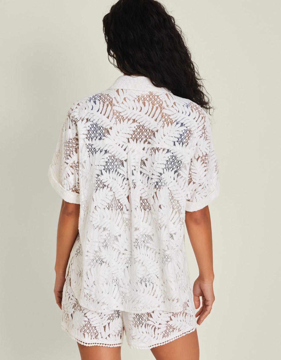 SHORT SLEEVE LACY PALM SHIRT IVORY