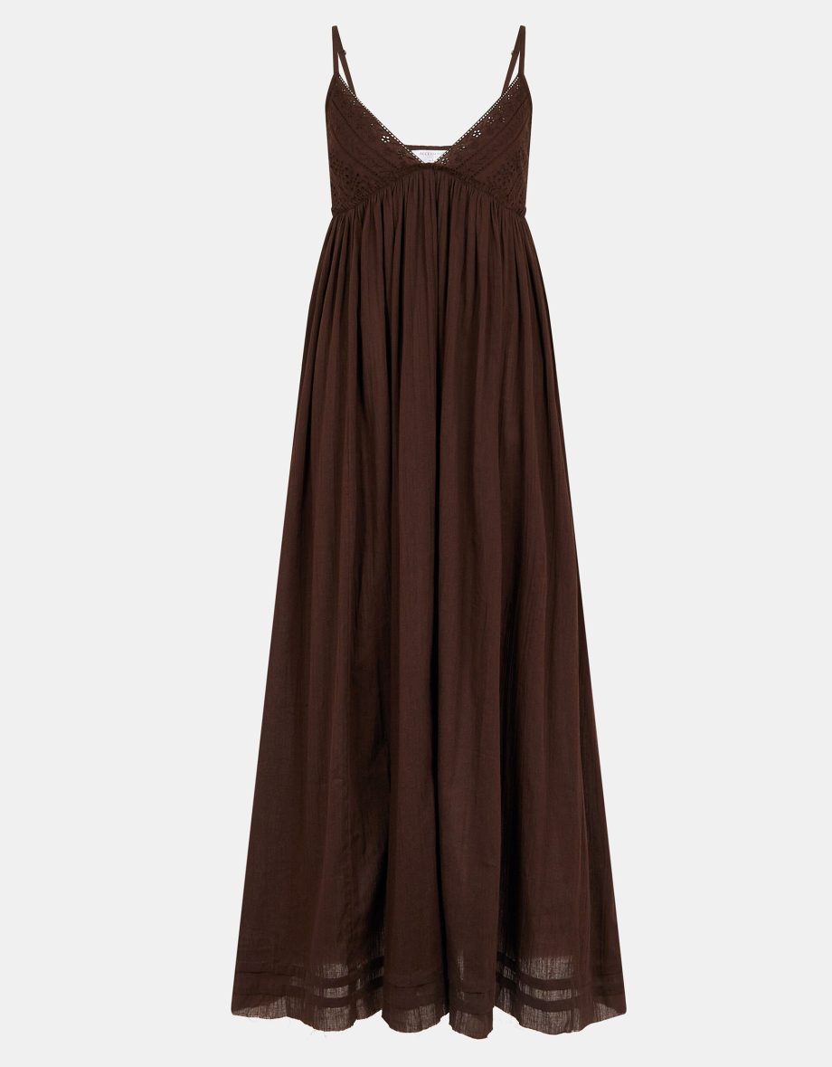 SCHIFFLI TOP MAXI DRESS BROWN