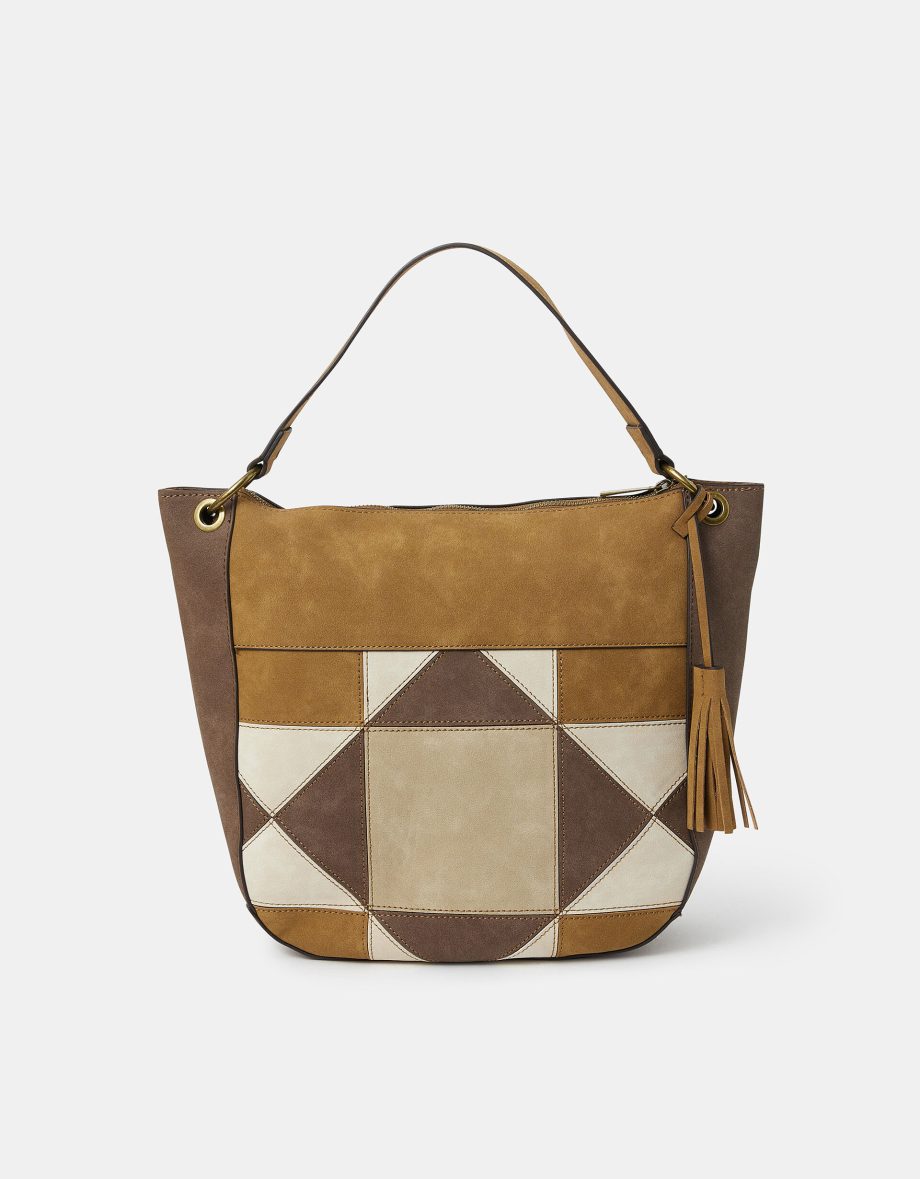 PATCHWORK SUEDETTE SHOULDER BAG