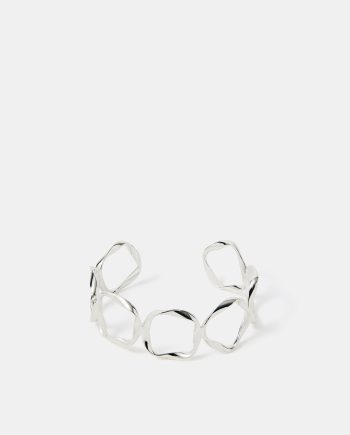 STERLING SILVER-PLATED MOLTEN CIRCLE CUFF