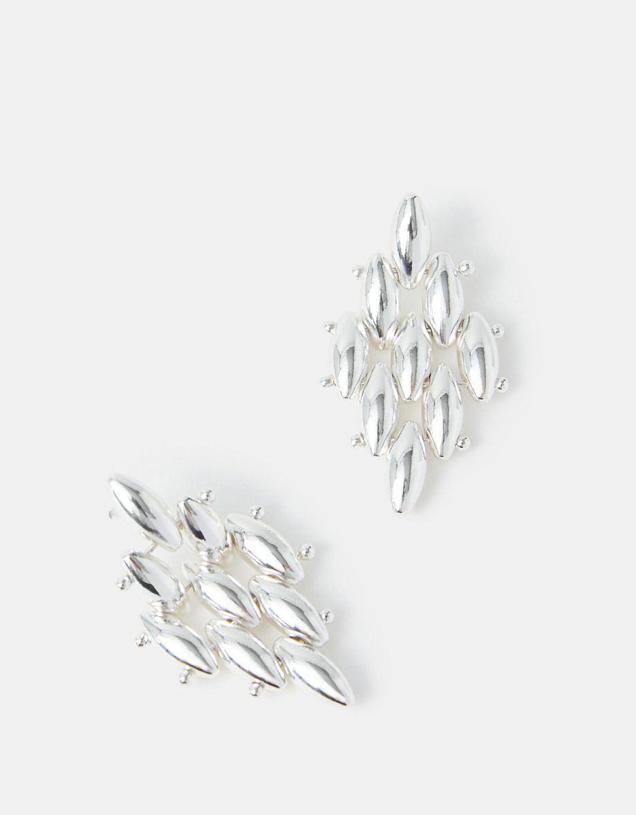 STERLING SILVER-PLATED DIAMOND DROP EARRINGS