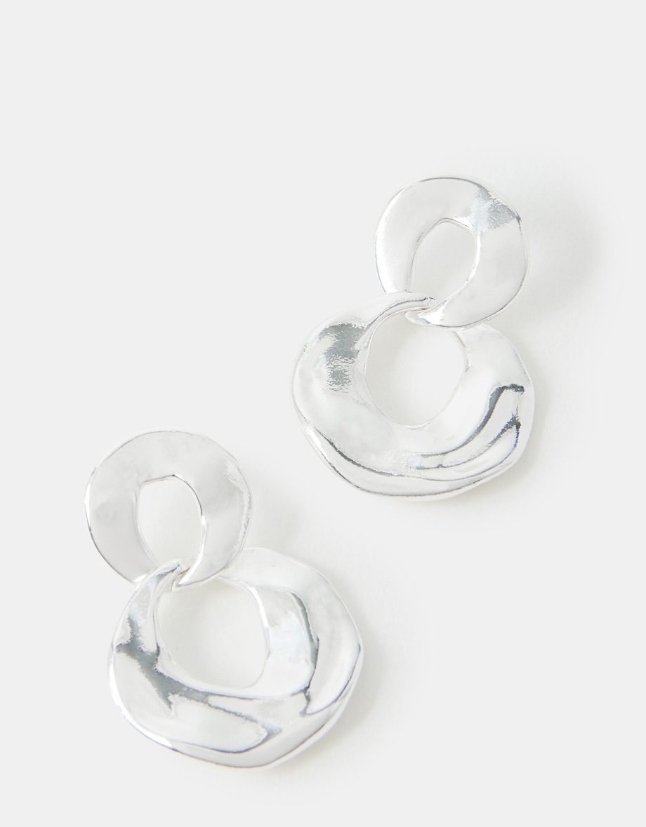 STERLING SILVER-PLATED MOLTEN HOOP DROP EARRINGS