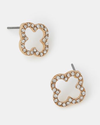 CUT OUT FLORA PAVÉ STUD EARRINGS