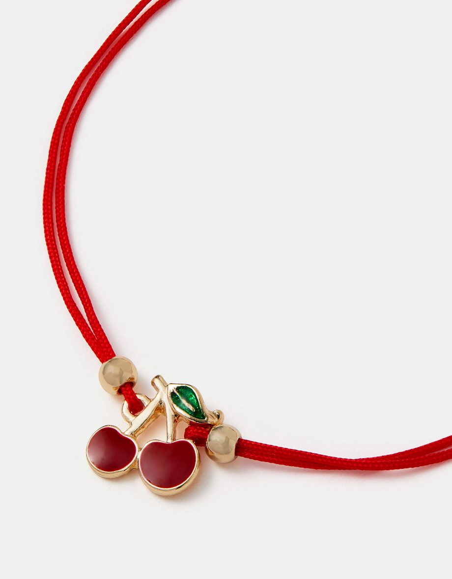 CHERRY CHARM CORD BRACELET