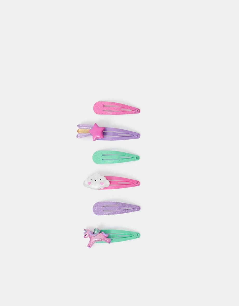 6-PACK GIRLS UNICORN HAIR CLIPS
