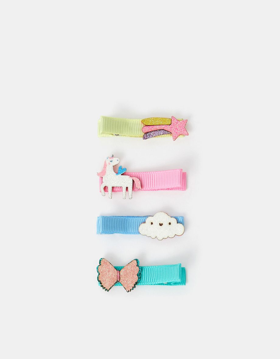4-PACK GIRLS UNICORN SALON HAIR CLIPS