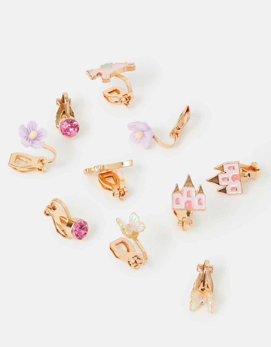 5-PACK GIRLS FAIRY TALE CLIP-ON EARRINGS